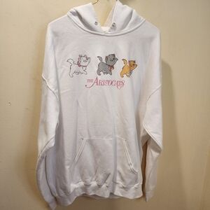 Disney White Aristocats Graphic Hoodie Size XL